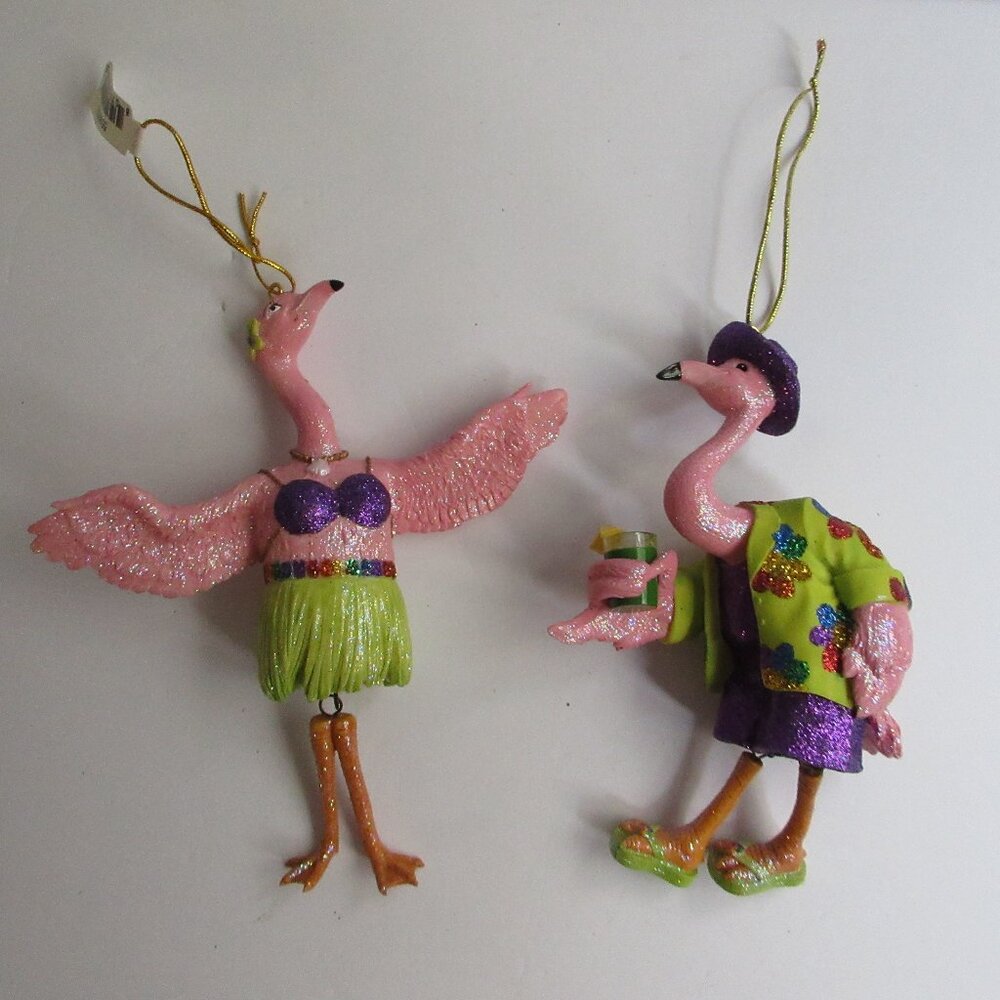 December Diamonds 2003 FELIPA & FELIPE THE FLAMINGO Christmas Ornaments
